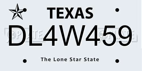 DL4W459 Texas License Plate