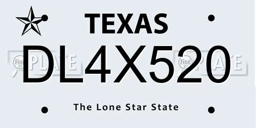 DL4X520 Texas License Plate