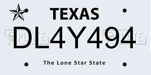 DL4Y494 Texas License Plate