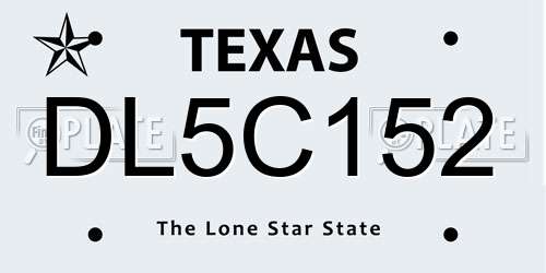 DL5C152 Texas License Plate