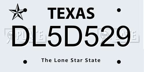 DL5D529 Texas License Plate