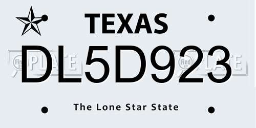 DL5D923 Texas License Plate