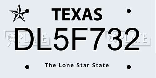 DL5F732 Texas License Plate