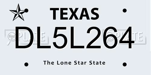 DL5L264 Texas License Plate