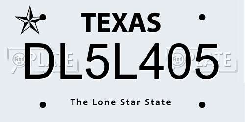DL5L405 Texas License Plate