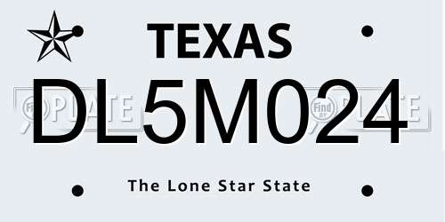 DL5M024 Texas License Plate