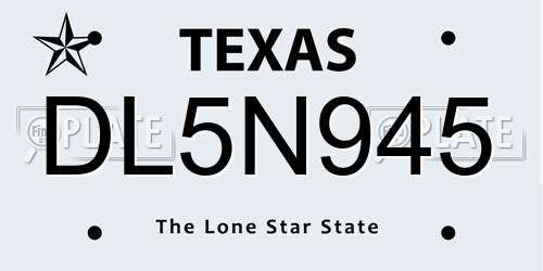 DL5N945 Texas License Plate