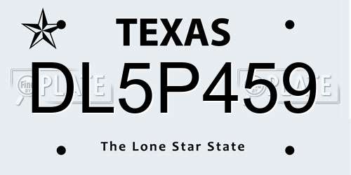 DL5P459 Texas License Plate