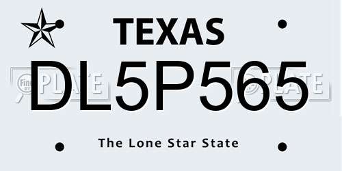 DL5P565 Texas License Plate