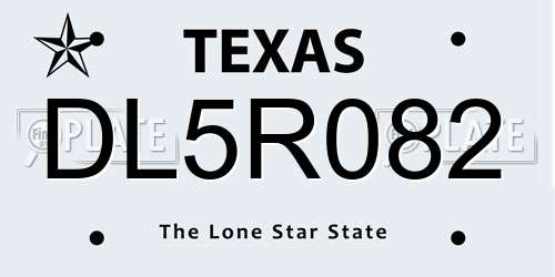 DL5R082 Texas License Plate