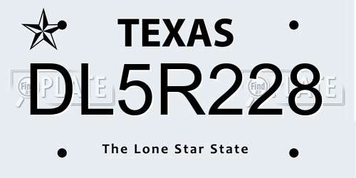 DL5R228 Texas License Plate