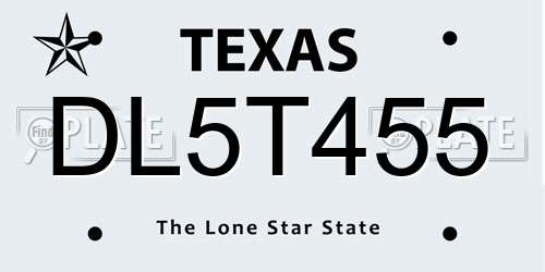 DL5T455 Texas License Plate