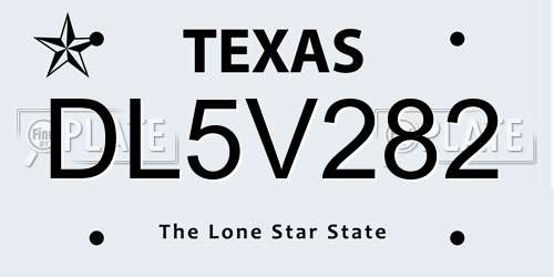DL5V282 Texas License Plate