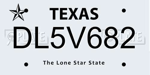DL5V682 Texas License Plate