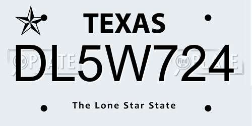 DL5W724 Texas License Plate