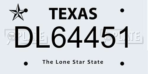 DL64451 Texas License Plate