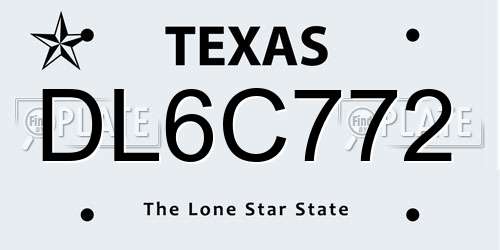 DL6C772 Texas License Plate