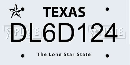 DL6D124 Texas License Plate