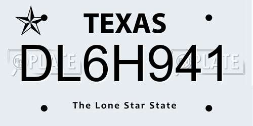 DL6H941 Texas License Plate