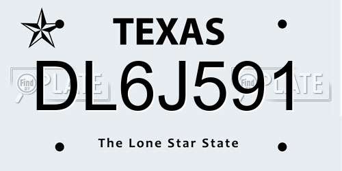 DL6J591 Texas License Plate