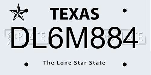 DL6M884 Texas License Plate