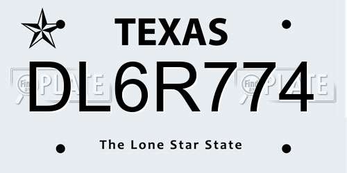 DL6R774 Texas License Plate