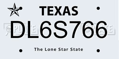 DL6S766 Texas License Plate