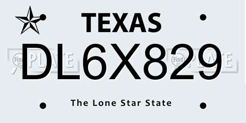 DL6X829 Texas License Plate
