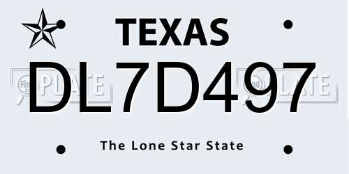 DL7D497 Texas License Plate