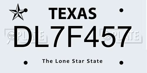 DL7F457 Texas License Plate