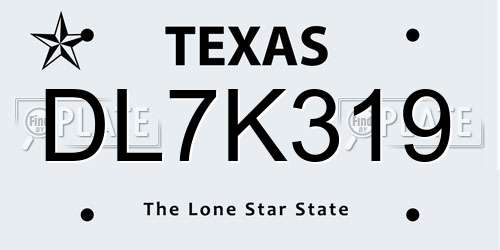 DL7K319 Texas License Plate