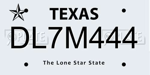DL7M444 Texas License Plate