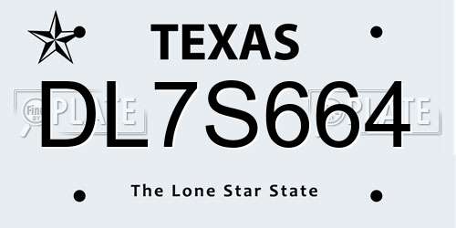 DL7S664 Texas License Plate