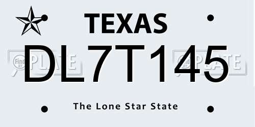 DL7T145 Texas License Plate