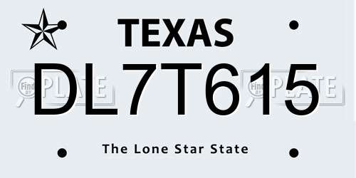 DL7T615 Texas License Plate