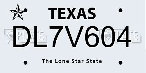DL7V604 Texas License Plate