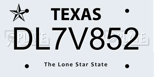 DL7V852 Texas License Plate