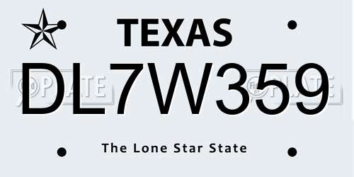 DL7W359 Texas License Plate