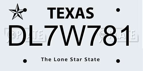 DL7W781 Texas License Plate