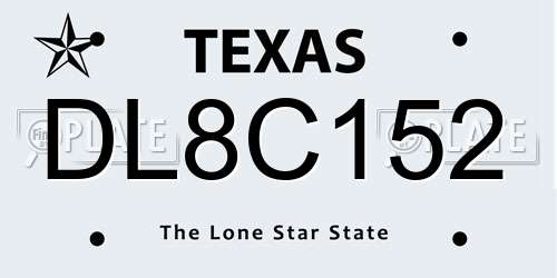 DL8C152 Texas License Plate