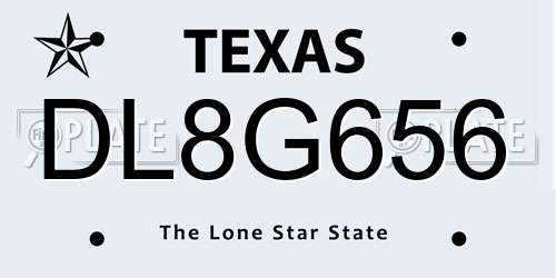DL8G656 Texas License Plate