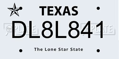 DL8L841 Texas License Plate