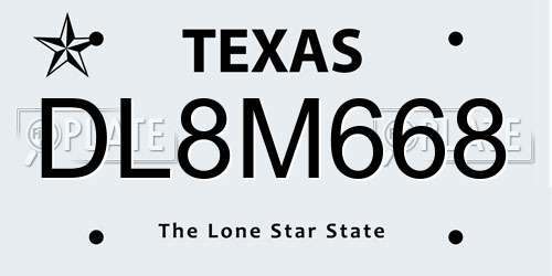 DL8M668 Texas License Plate