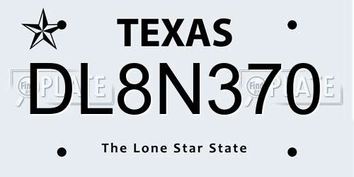 DL8N370 Texas License Plate