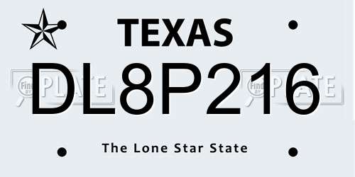 DL8P216 Texas License Plate
