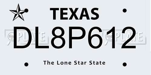 DL8P612 Texas License Plate