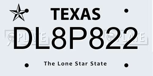 DL8P822 Texas License Plate