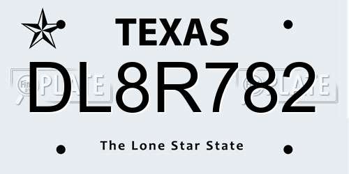 DL8R782 Texas License Plate