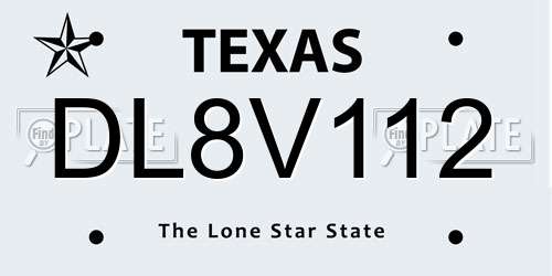 DL8V112 Texas License Plate