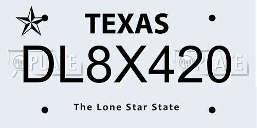 DL8X420 Texas License Plate